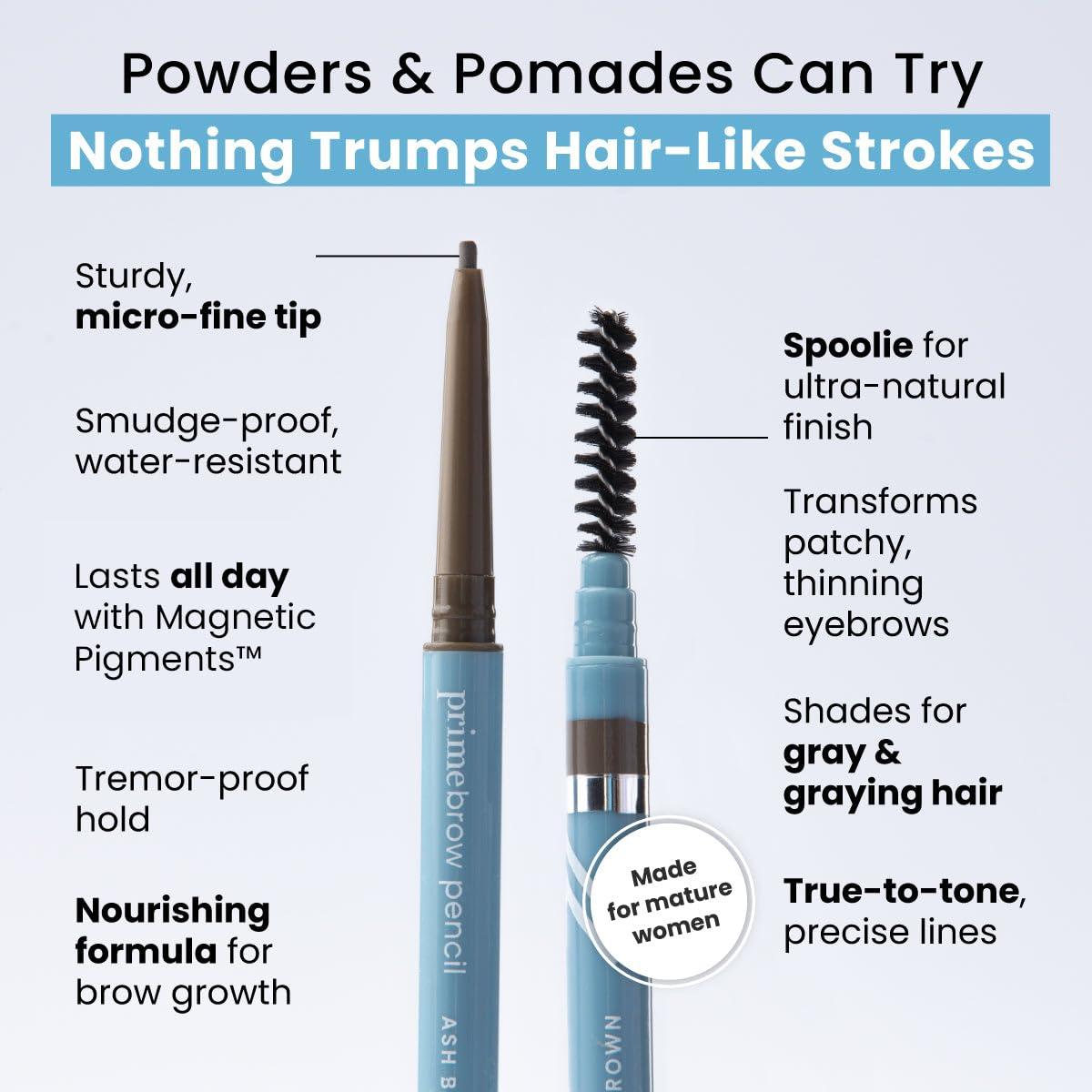 imagePrime Prometics PrimeBrow Pencil for Mature Women UltraPrecise Tip for Natural HairLike Strokes SmudgeProof amp LongLasting Wear Great for Thinning Sparse or Graying Brows Ash BrownBlonde